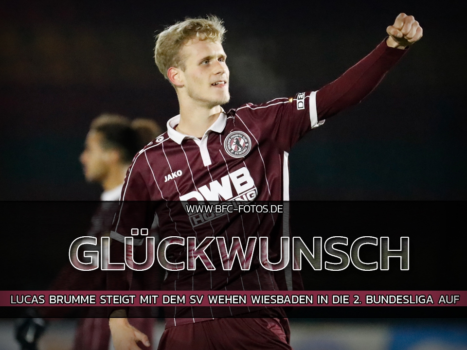 Glückwunsch: Lucas Brumme steigt mit dem SV Wehen Wiesbaden in die 2. Bundesliga auf